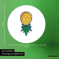 Aufkleber Ananas Comic 10cm rund