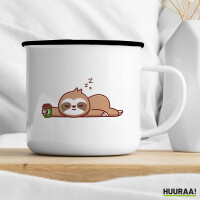 Emaille Tasse schlafendes Faultier Comic 300ml Vintage Emaille Becher