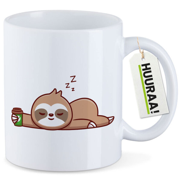 Kaffeetasse schlafendes Faultier Comic 330ml