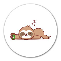 Aufkleber schlafendes Faultier Comic 10cm rund