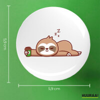 Button schlafendes Faultier Comic