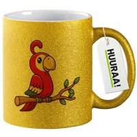 Glitzertasse Papagei Ara Comic 330ml