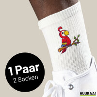 Unisex Socken Papagei Ara Comic Größe 37/46 White Motiv Tennissocken