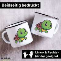 Emaille Tasse Baby Schildkr&ouml;te Comic 300ml Vintage