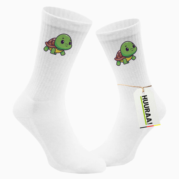 Unisex Socken Baby Schildkröte Comic Größe 37/46 White Motiv Tennissocken