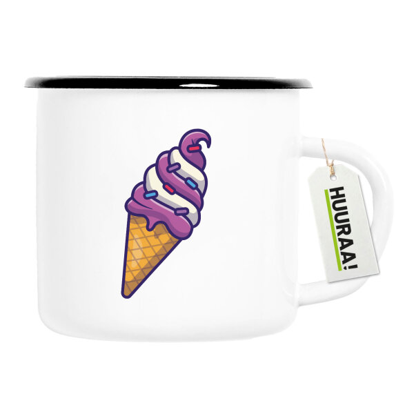 Emaille Tasse Eiscreme Comic 300ml Vintage Emaille Becher