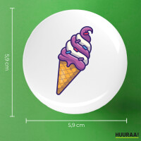 Button Eiscreme Comic rund