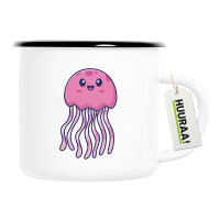 Emaille Tasse Qualle Comic 300ml Vintage Emaille Becher