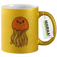 Glitzertasse Qualle Comic 330ml