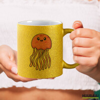 Glitzertasse Qualle Comic 330ml