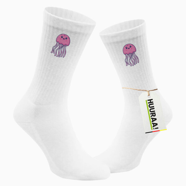 Unisex Socken Qualle Comic Größe 37/46 White Motiv Tennissocken