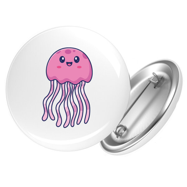 Button Qualle Comic rund