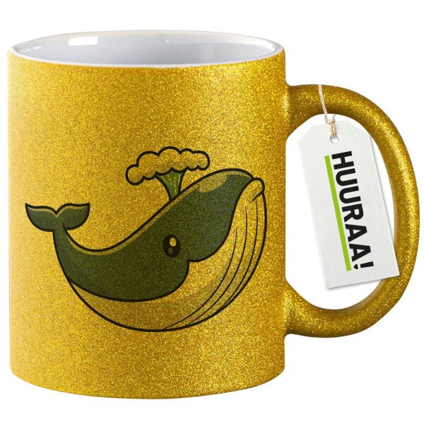 Glitzertasse Blauwal Comic 330ml