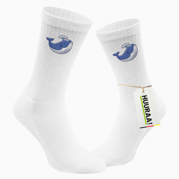 Unisex Socken Blauwal Comic Größe 37/46 White Motiv Tennissocken
