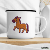 Emaille Tasse Pferd Comic 300ml Vintage