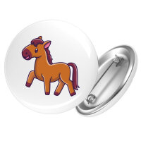 Button Pferd Comic rund