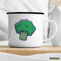 Emaille Tasse Brokkoli Comic 300ml Vintage