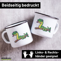 Emaille Tasse Schlange Comic 300ml Vintage Emaille Becher