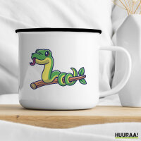 Emaille Tasse Schlange Comic 300ml Vintage
