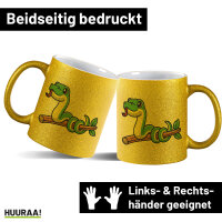 Glitzertasse Schlange Comic 330ml