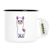 Emaille Tasse Lama Comic 300ml Vintage Emaille Becher