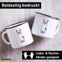 Emaille Tasse Lama Comic 300ml Vintage Emaille Becher