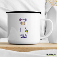 Emaille Tasse Lama Comic 300ml Vintage Emaille Becher