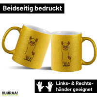 Glitzertasse Lama Comic 330ml