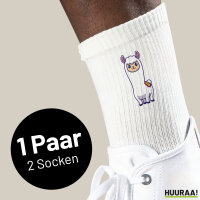 Unisex Socken Lama Comic Größe 37/46 White Motiv Tennissocken