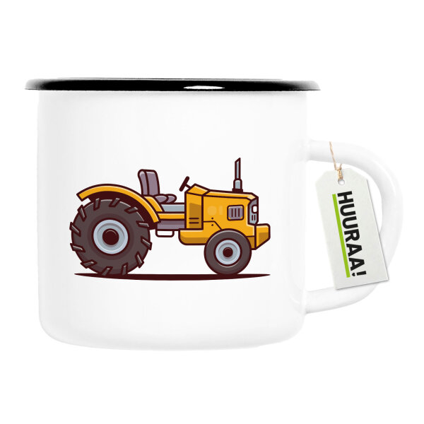 Emaille Tasse Traktor Trecker 300ml Vintage Emaille Becher
