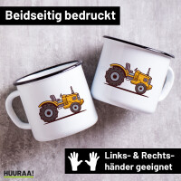 Emaille Tasse Traktor Trecker 300ml Vintage Emaille Becher