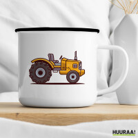 Emaille Tasse Traktor Trecker 300ml Vintage Emaille Becher