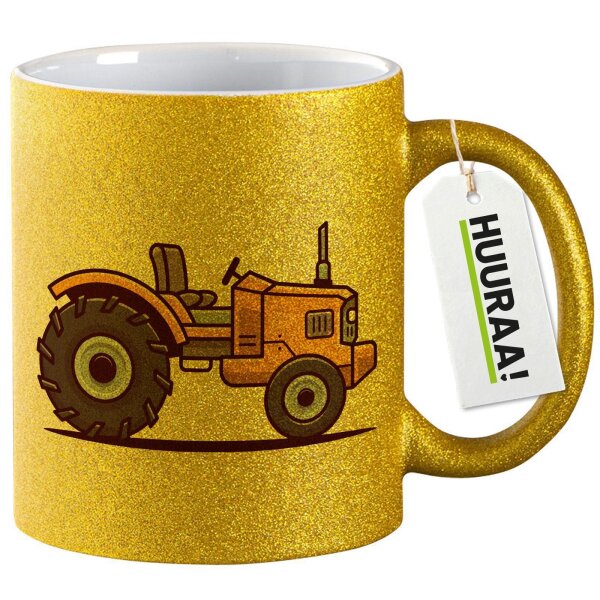 Glitzertasse Traktor Trecker 330ml