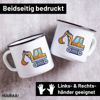 Emaille Tasse Bagger Comic 300ml Vintage Emaille Becher