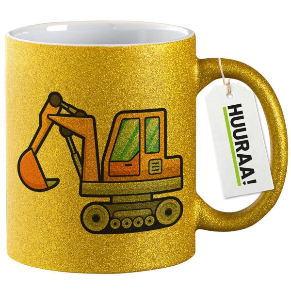 Glitzertasse Bagger Comic 330ml