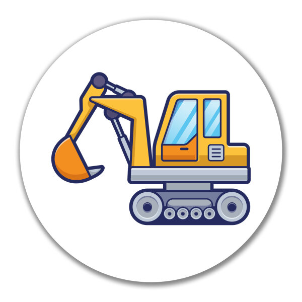 Aufkleber Bagger Comic 10cm rund
