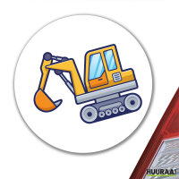 Aufkleber Bagger Comic 10cm rund