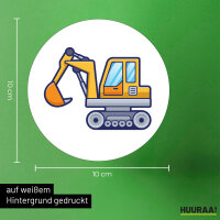 Aufkleber Bagger Comic 10cm rund