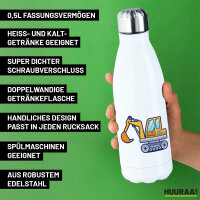 Edelstahl-Trinkflasche Bagger Comic 500ml Wasserflasche