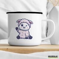 Emaille Tasse Lamm Baby Schaf 300ml Vintage Emaille Becher