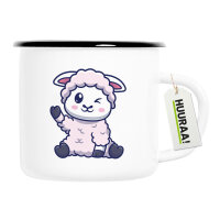 Emaille Tasse Lamm Baby Schaf 300ml Vintage