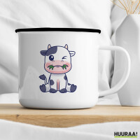 Emaille Tasse Kälbchen Baby Kuh 300ml Vintage Emaille Becher