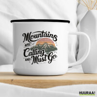 Emaille Tasse Mountains are calling and i must go 300ml Vintage Emaille Becher