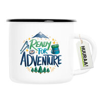 Emaille Tasse Ready for Adventure Berge 300ml Vintage...