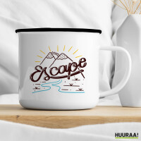 Emaille Tasse Escape Berge 300ml Vintage Emaille Becher