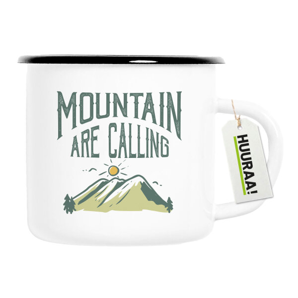 Emaille Tasse Mountain are calling Berge 300ml Vintage Emaille Becher