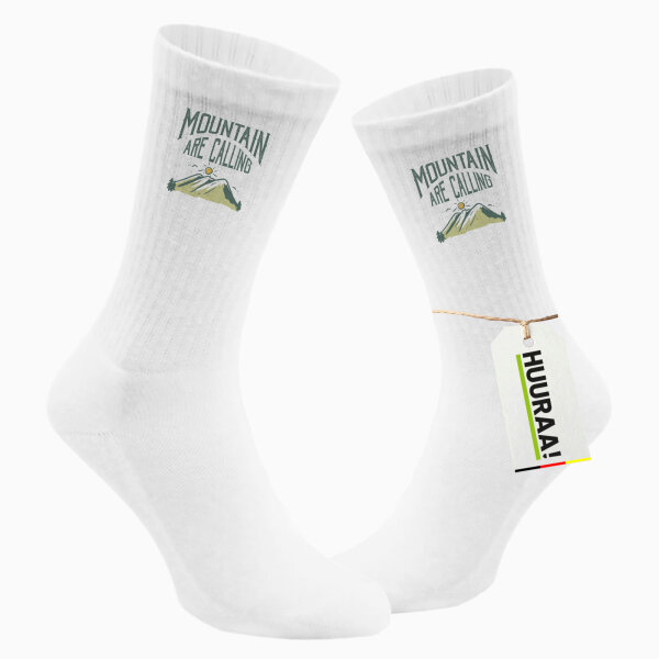 Unisex Socken Mountain are calling Berge Größe 37/46 White Motiv Tennissocken