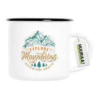 Emaille Tasse Explore Mountains Adventure Awaits 300ml...