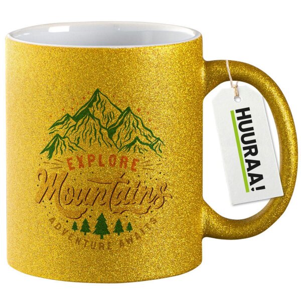 Glitzertasse Explore Mountains Adventure Awaits 330ml