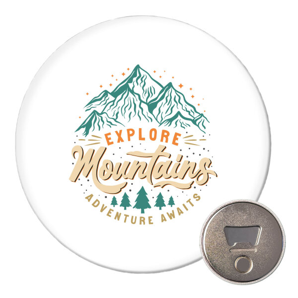 Magnet Explore Mountains Adventure Awaits 59mm Kühlschrankmagnet